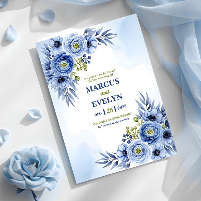 Tarjeta de invitación a la boda con flores silvest (Subido por el creador)