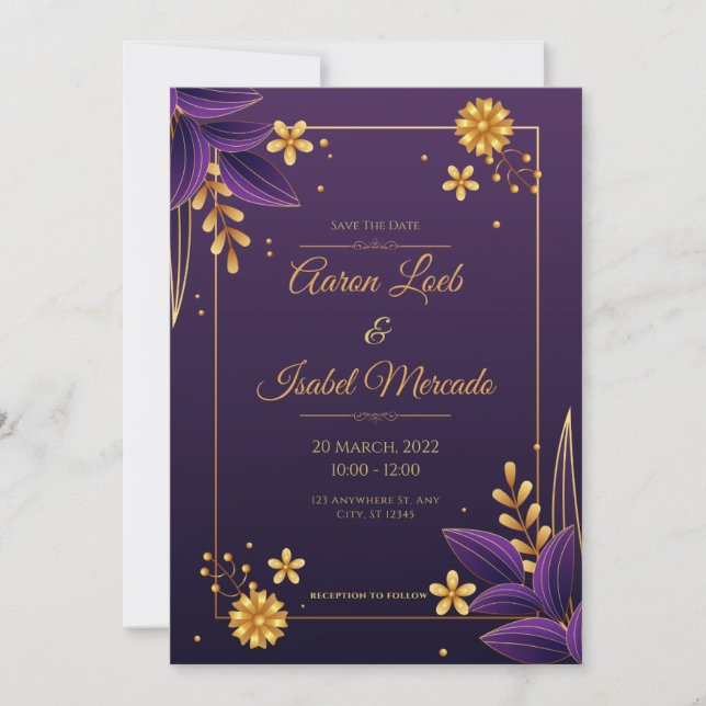 Tarjeta de invitación a la boda con inspiración en (Anverso)