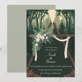 Tarjeta de invitación a la boda con temática de na