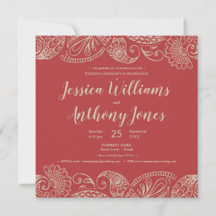 Tarjeta de invitación a la boda cuadrada de raza r