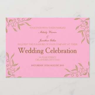 Tarjeta de invitación a la boda de adorno dorado