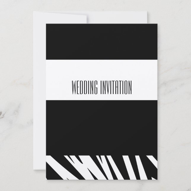 Tarjeta de invitación a la boda de cebra de diseño (Anverso)