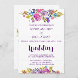 Tarjeta de invitación a la boda de ciruela con res