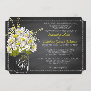 Tarjeta de invitación a la boda de Daisies y Chalk