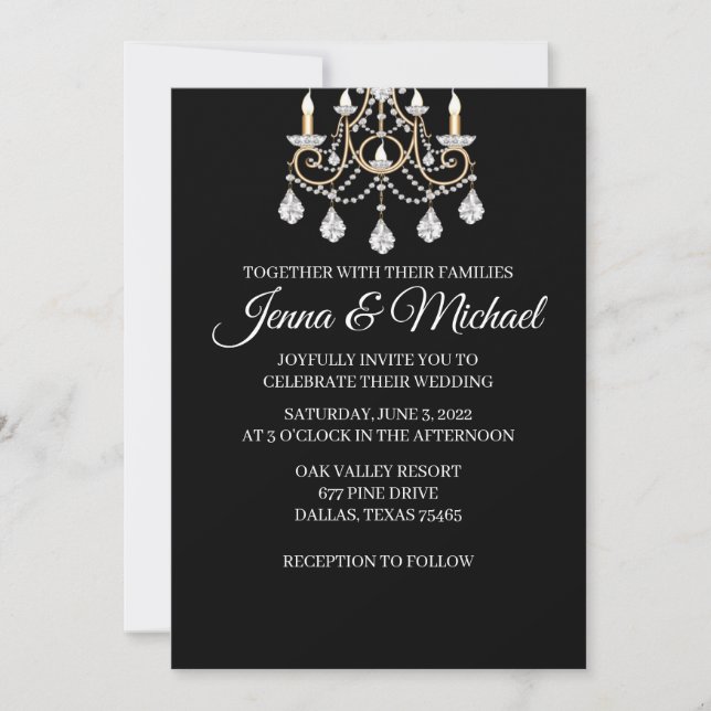 Tarjeta de invitación a la boda de diamantes (Anverso)