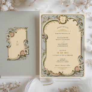 Tarjeta de invitación a la boda de elegancia victo