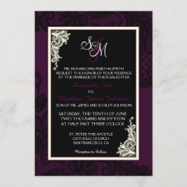 Tarjeta de invitación a la boda de encaje blanco y