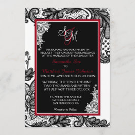 Tarjeta de invitación a la boda de encaje blanco y