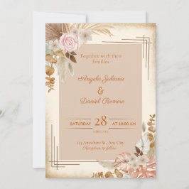 Tarjeta de invitación a la boda de flores con tema