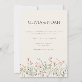 Tarjeta de invitación a la boda de flores silvestr