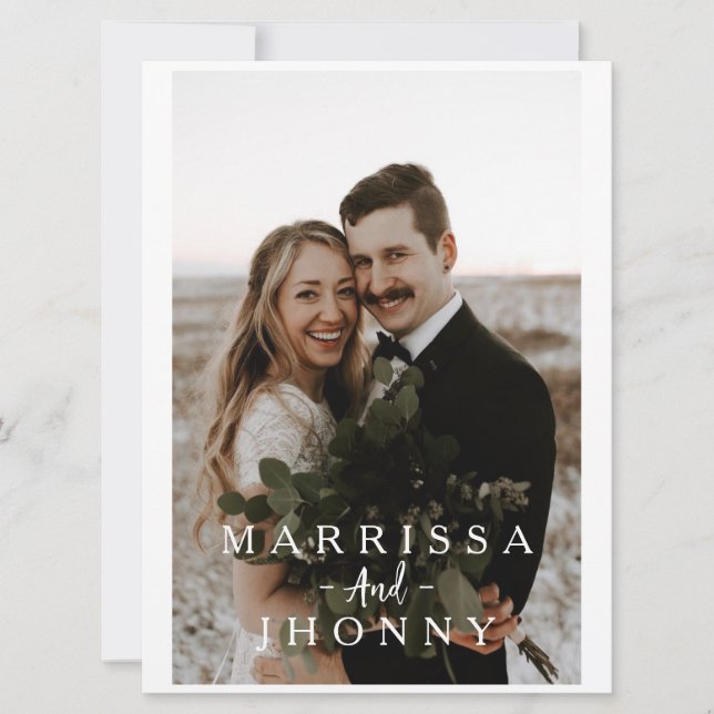 Tarjeta de invitación a la boda de fotos minimalis (Anverso)