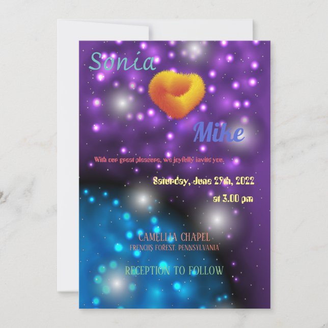 Tarjeta de invitación a la boda de galaxia (Anverso)