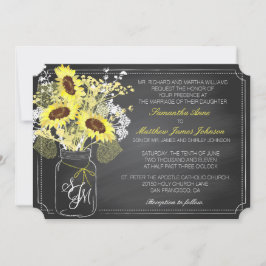 Tarjeta de invitación a la boda de girasoles y piz