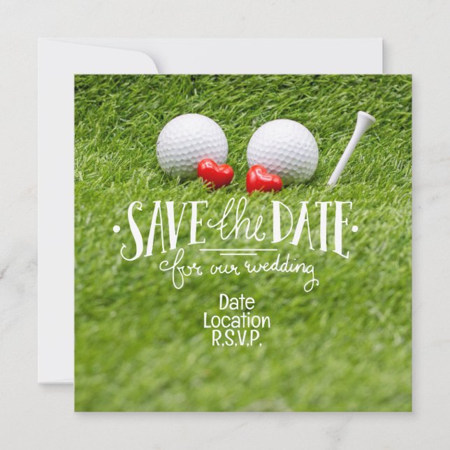 Tarjeta de invitación a la boda de golf con dos co (Anverso)