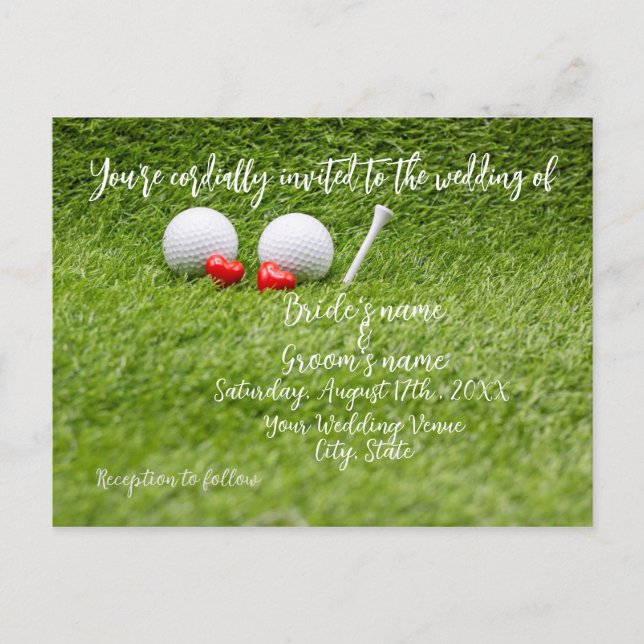 Tarjeta de invitación a la boda de golf para Golfe (Anverso)
