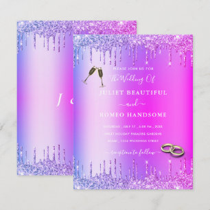 Tarjeta de invitación a la boda de golosinas rosad