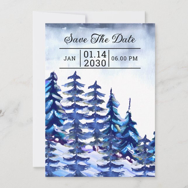 Tarjeta de invitación a la boda de invierno Árbole (Reverso)