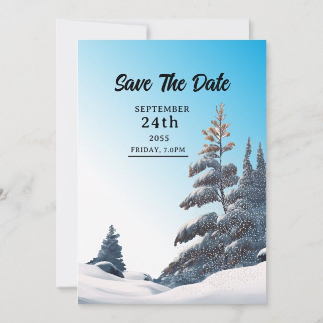 Tarjeta de invitación a la boda de invierno, diseñ (Reverso)
