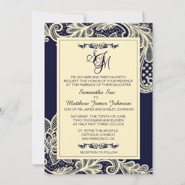 Tarjeta de invitación a la boda de la Armada y la  (Anverso)