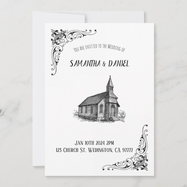Tarjeta de invitación a la boda de la iglesia rusa (Anverso)