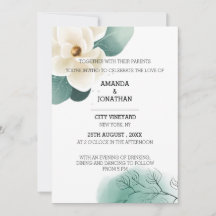 Tarjeta de invitación a la boda de la Magnolia bla