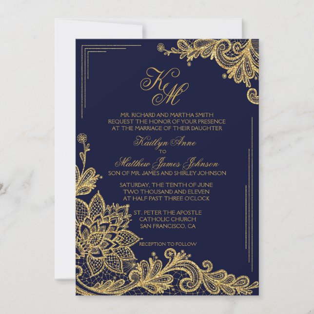Tarjeta de invitación a la boda de la marina y el  (Anverso)