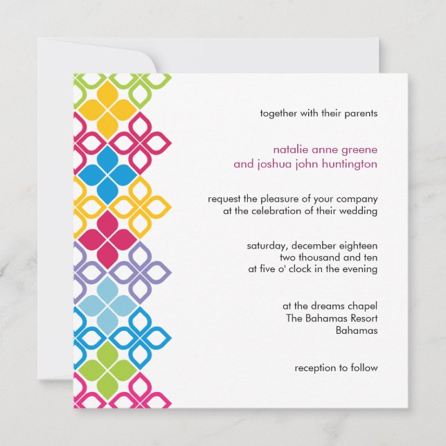 Tarjeta de invitación a la boda de las Islas del C (Anverso)