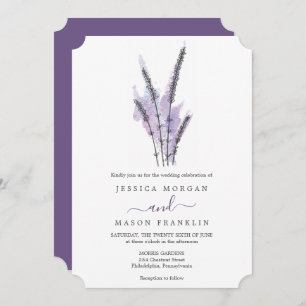 Tarjeta de invitación a la boda de lavanda mínima