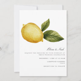Tarjeta de invitación a la boda de limón mediterrá