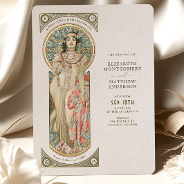 Tarjeta de invitación a la boda de lujo Art Nouvea