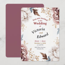 Tarjeta de invitación a la boda de lujo de Peony e