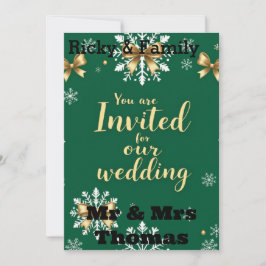 Tarjeta de invitación a la boda de Navidades elega