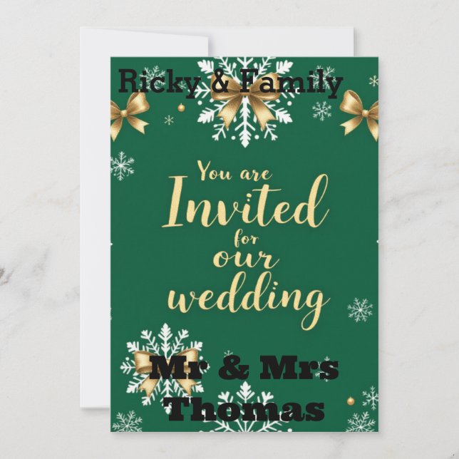 Tarjeta de invitación a la boda de Navidades elega (Anverso)