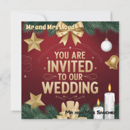Tarjeta de invitación a la boda de Navidades elega