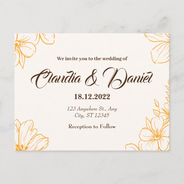 Tarjeta de invitación a la boda de oro (Anverso)