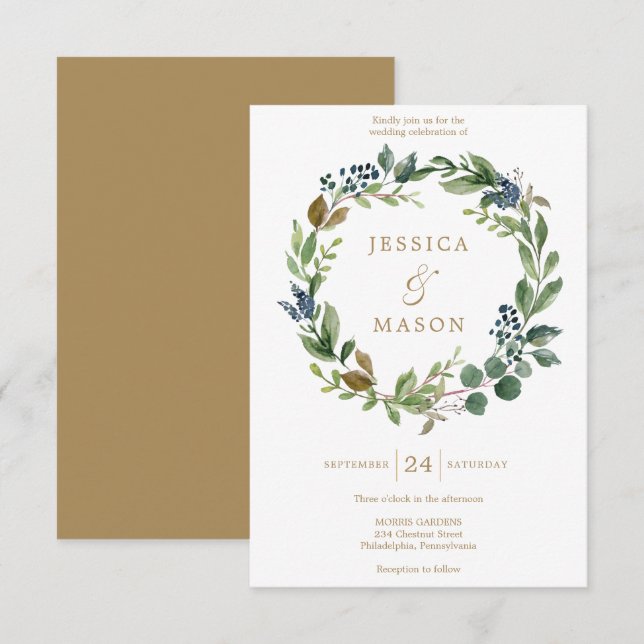 Tarjeta de invitación a la boda de oro de la Marin (Anverso / Reverso)