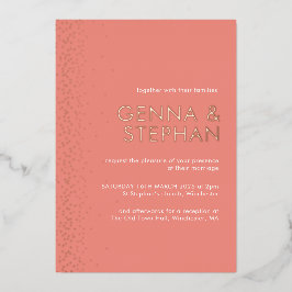 Tarjeta de invitación a la boda de Peach Shimmer R