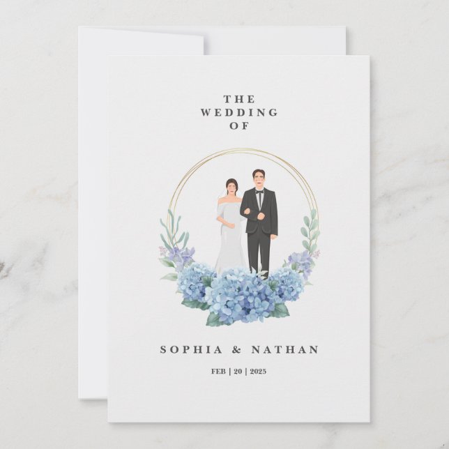 Tarjeta de invitación a la boda de personalizado y (Anverso)