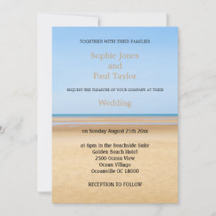 Tarjeta de invitación a la boda de playa