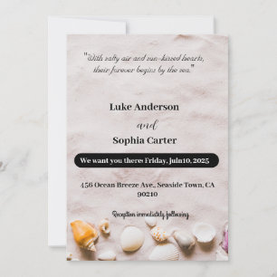 Tarjeta de invitación a la boda de playa