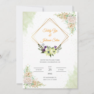 Tarjeta de invitación a la boda de Sage Green Flor