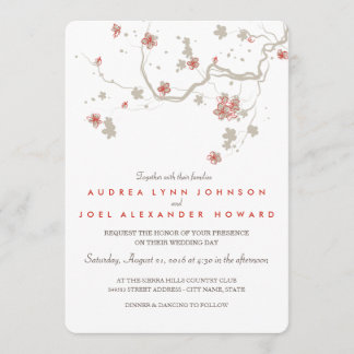 Tarjeta de invitación a la boda de Sakura blanca