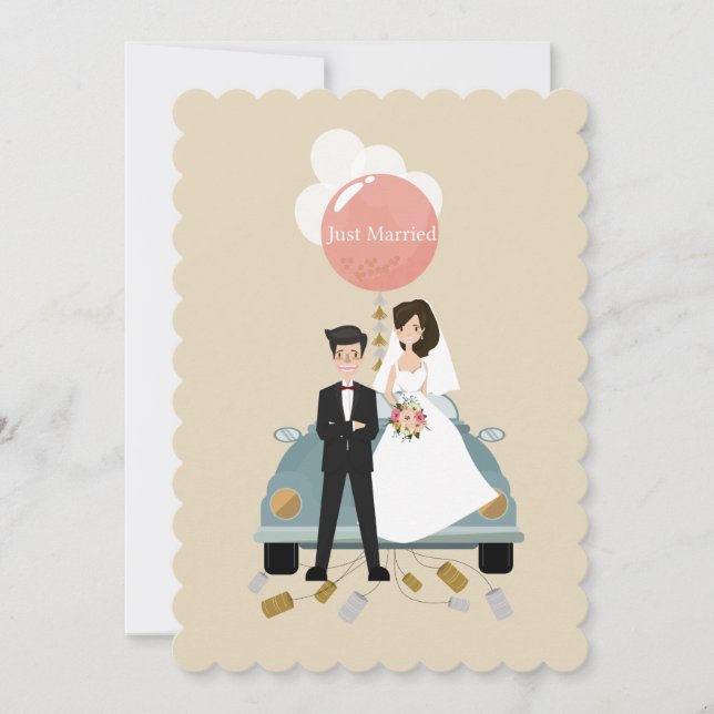 Tarjeta de invitación a la boda de un auto recién  (Anverso)