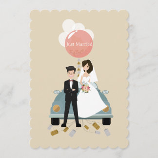 Tarjeta de invitación a la boda de un auto recién 