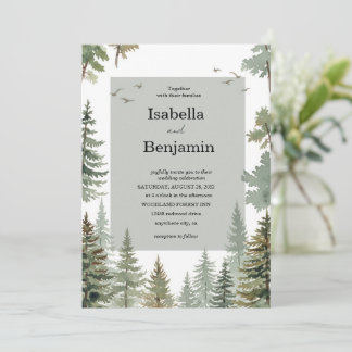 Tarjeta de invitación a la boda de un bosque de ac