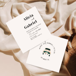 Tarjeta de invitación a la boda de un coche de art