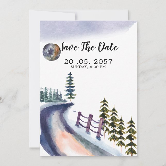 Tarjeta de invitación a la boda de un pino de invi (Reverso)