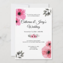 Tarjeta de invitación a la boda de una flor de acu