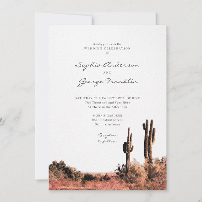 Tarjeta de invitación a la boda del desierto de ac (Anverso)