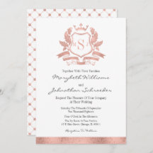 Tarjeta de invitación a la boda del Escudo de oro